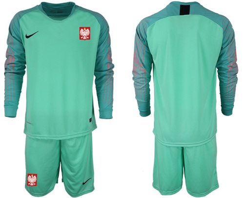 Poland Blank Green Goalkeeper Long Sleeves Soccer Country Jersey